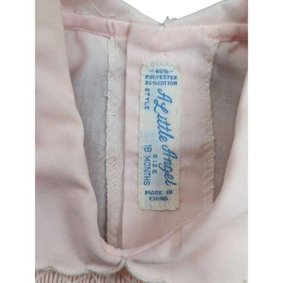 VTG HEIRLOOM Little Angel Baby Girl Hand Smocked FLORAL Dress COTTAGE CORE Pink - Picture 9 of 9